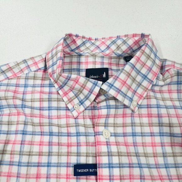 johnnie-O Performance Button Up Shirt Hauser Navy Long Sleeve Pink Blue NWT - Picture 3 of 10